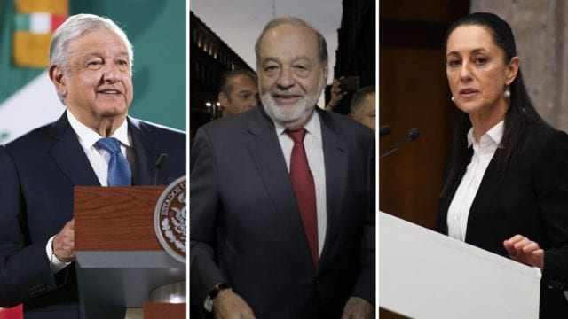 AMLO recibe a Claudia Sheinbaum y Carlos Slim en Palacio&nbsp;Nacional